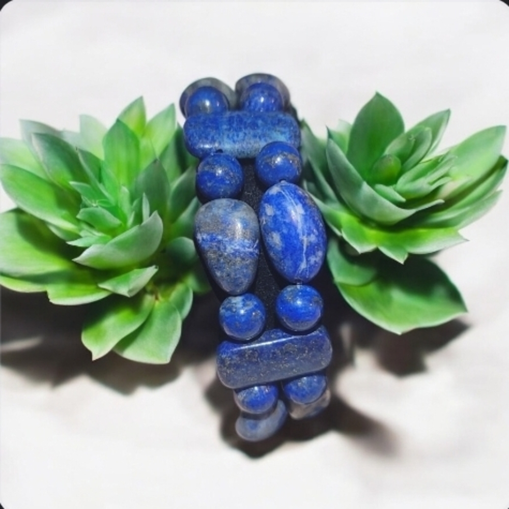 Lapis Blue Double-Row Beaded Bracelet
